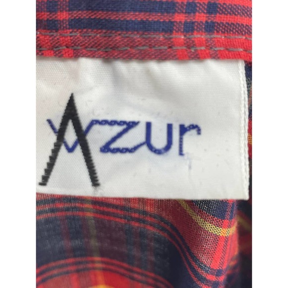 Vintage 80s Azur Button Front Blouse Red Plaid Long Sleeve Collared EUR 44 - Picture 4 of 8